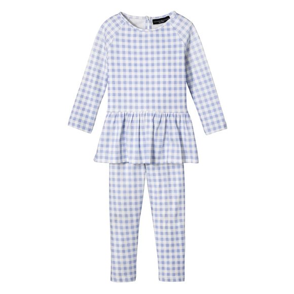 Victoria Beckham Light Blue Gingham Top and Pant Set - Picture 2 of 8